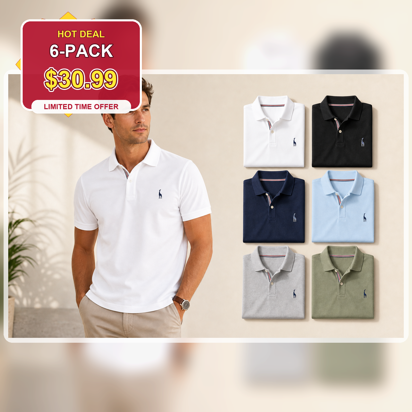 Men's Classic Embroidered Short Sleeve Polo Shirt