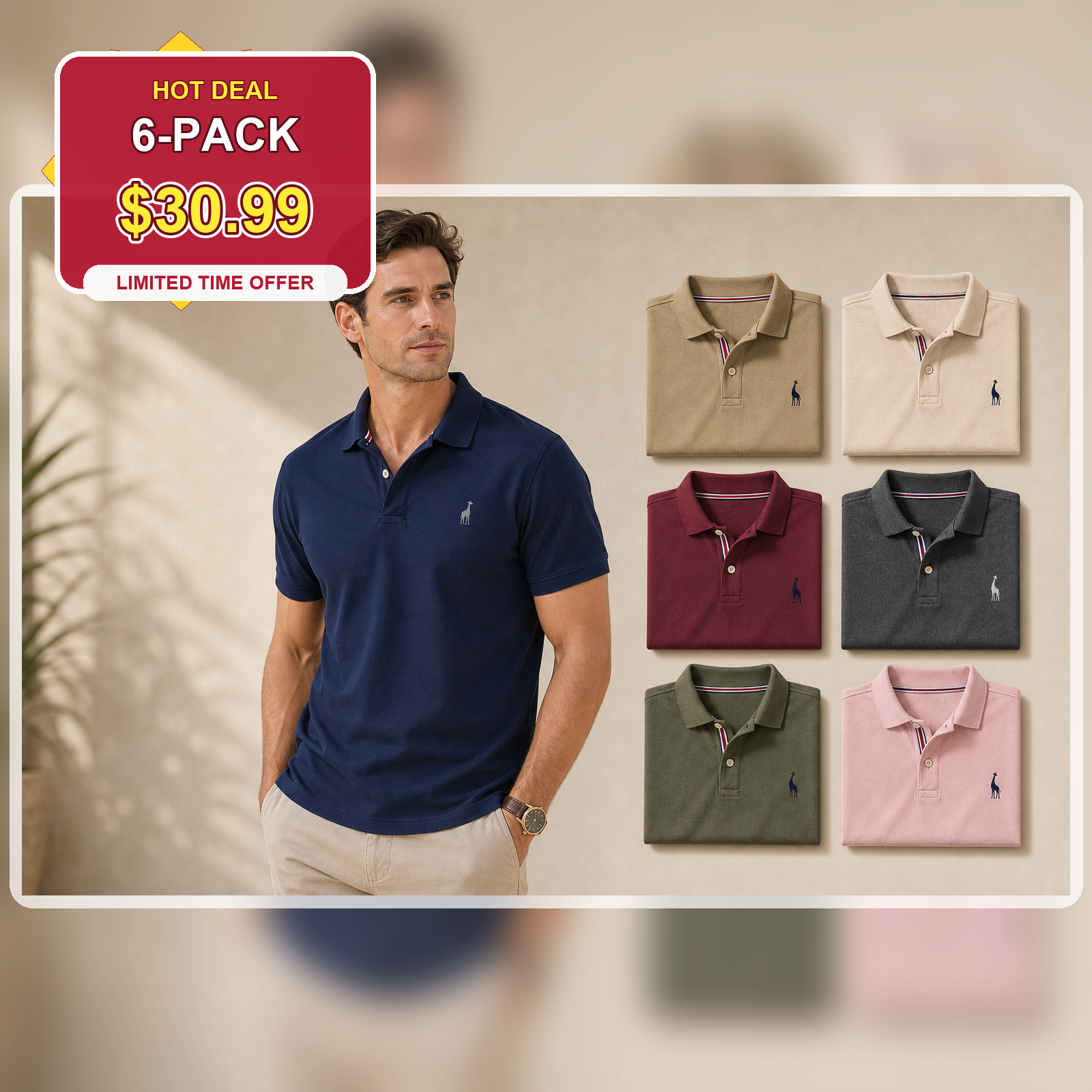 Men's Classic Embroidered Short Sleeve Polo Shirt