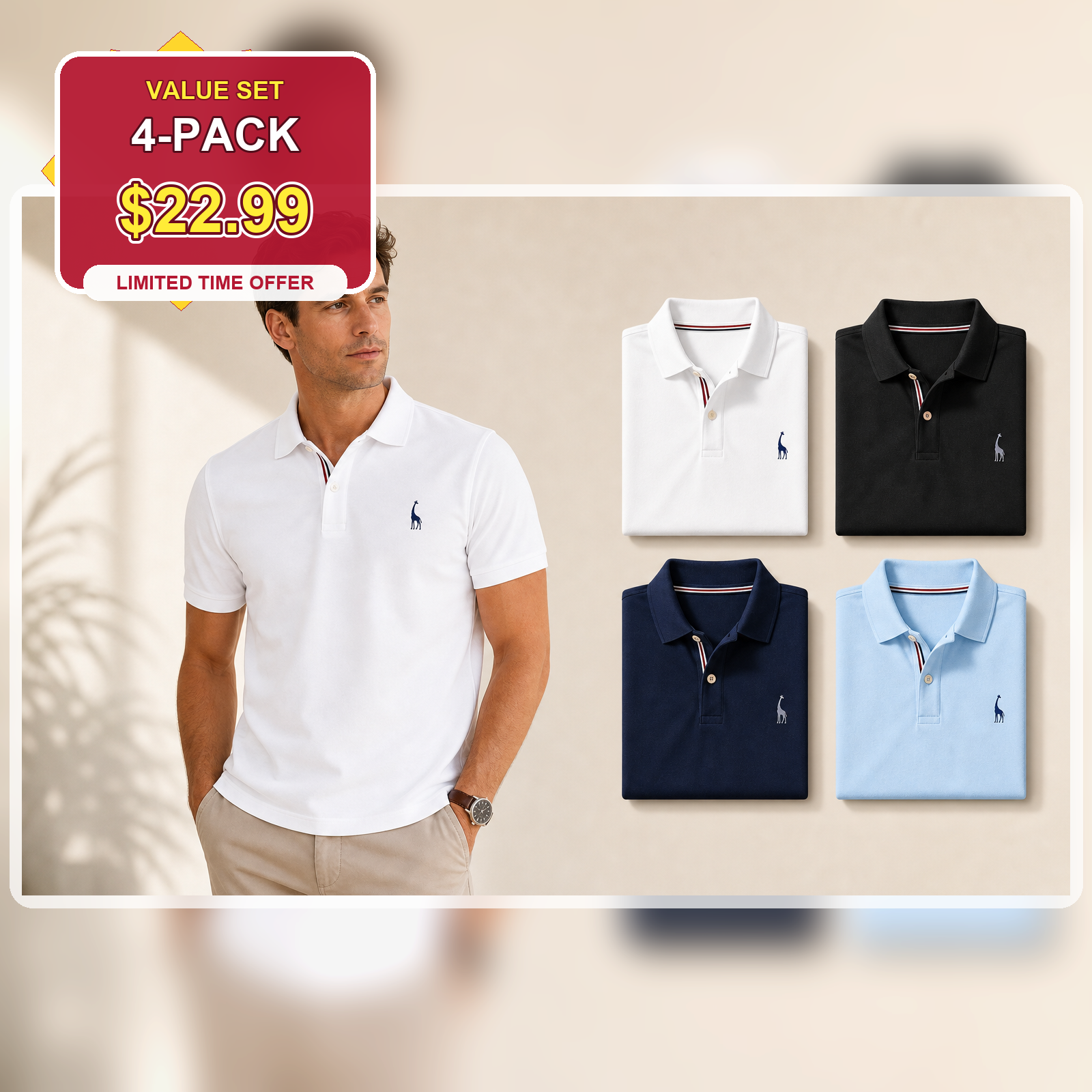 Men's Classic Embroidered Short Sleeve Polo Shirt