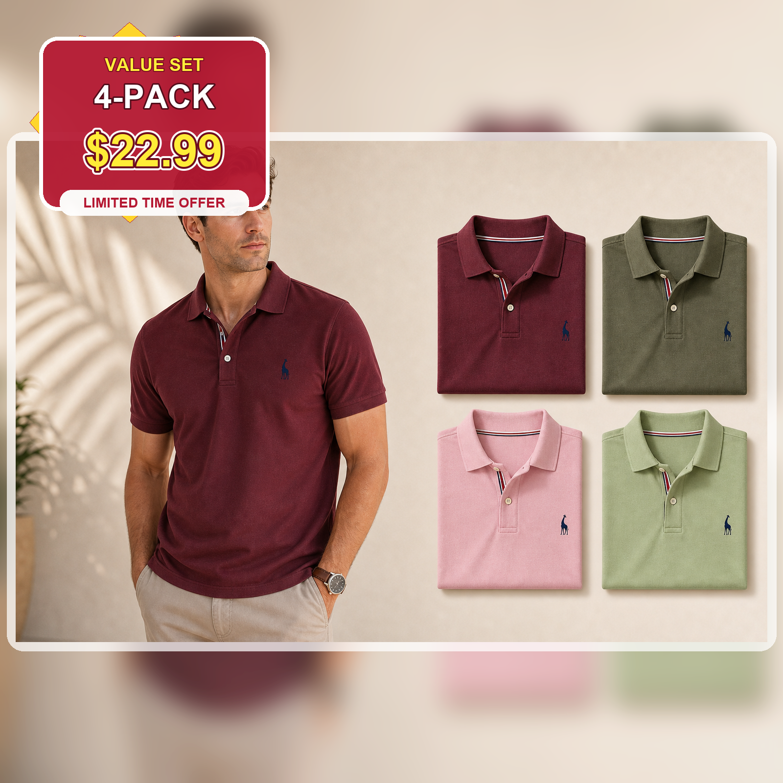 Men's Classic Embroidered Short Sleeve Polo Shirt