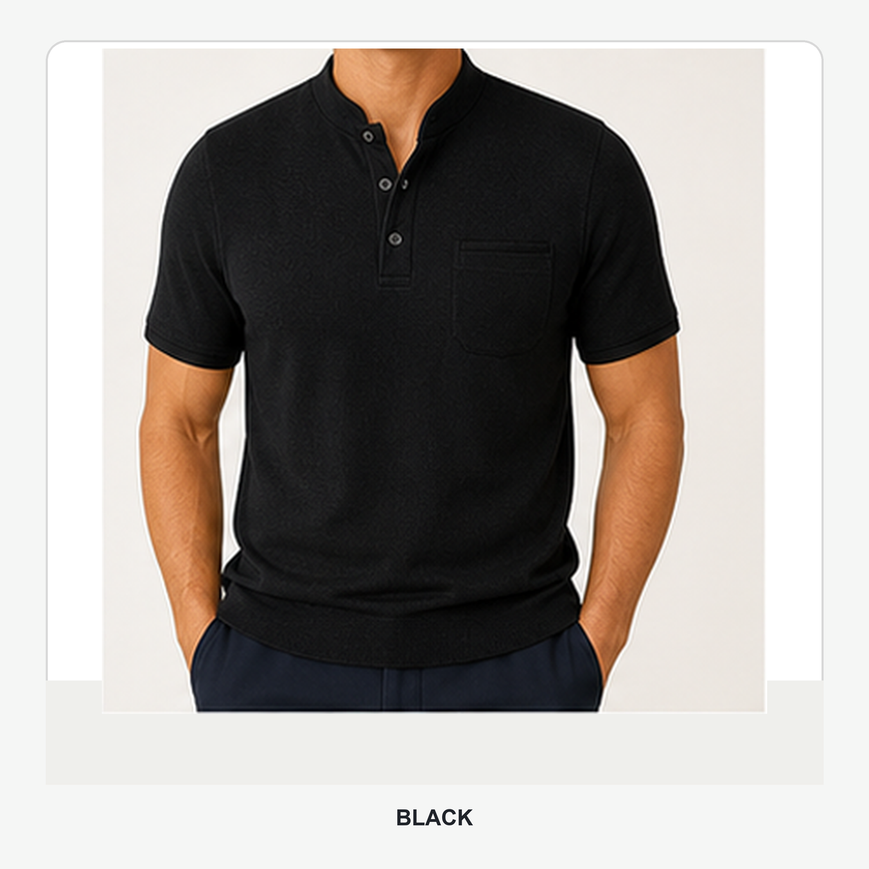 Men's Contrast Trim Short Sleeve Henley Polo Shirt