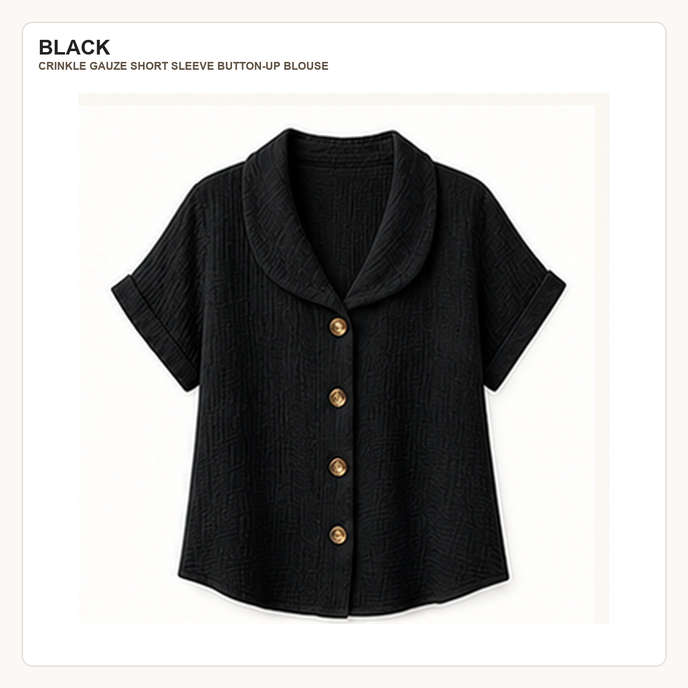 Women's Crinkle Gauze Short Sleeve Button-Up Blouses