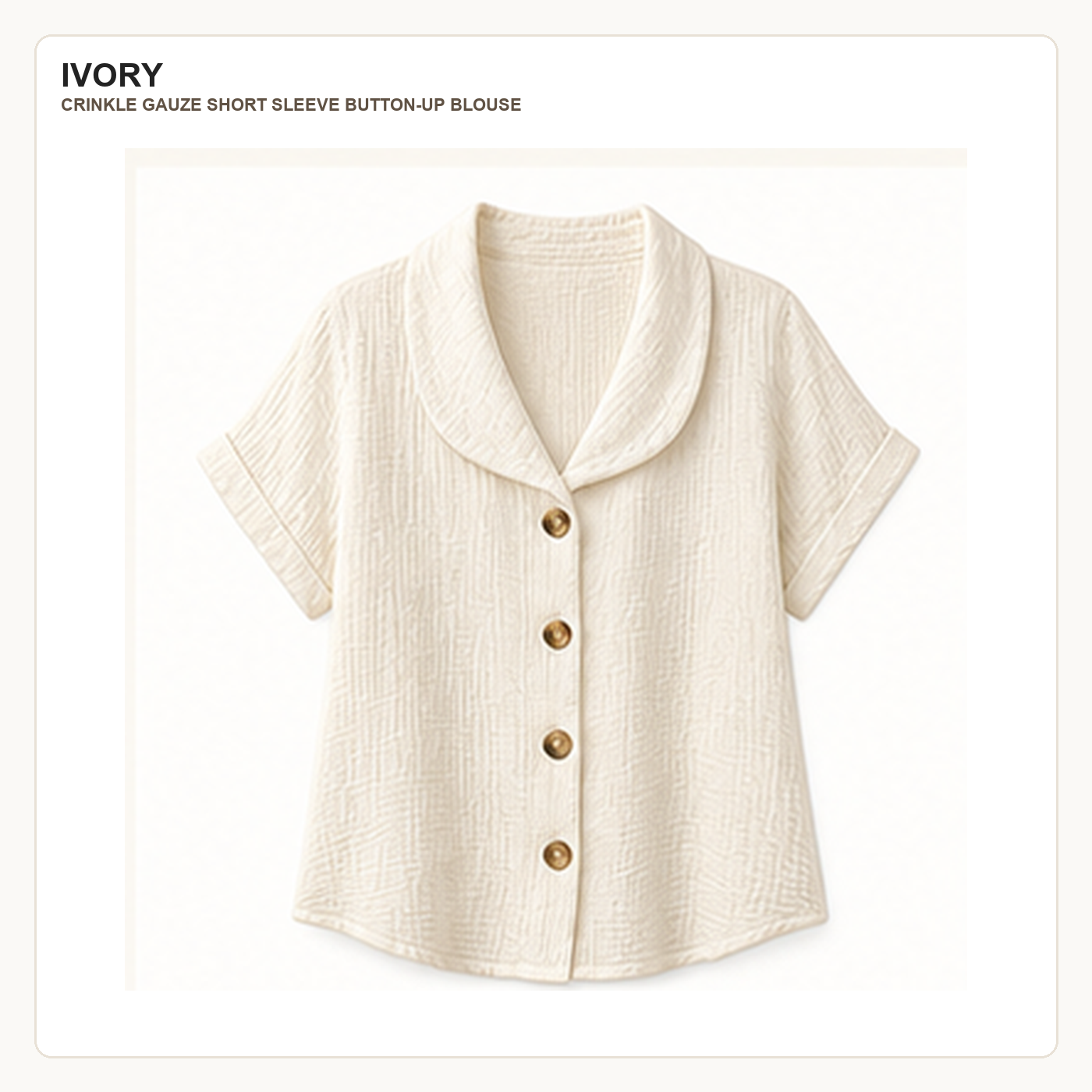 Women's Crinkle Gauze Short Sleeve Button-Up Blouses