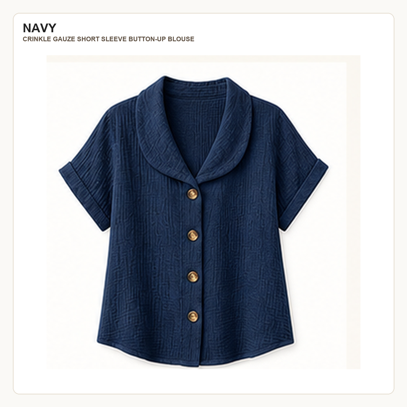 Women's Crinkle Gauze Short Sleeve Button-Up Blouses