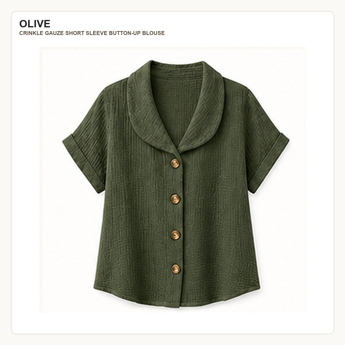 Women's Crinkle Gauze Short Sleeve Button-Up Blouses
