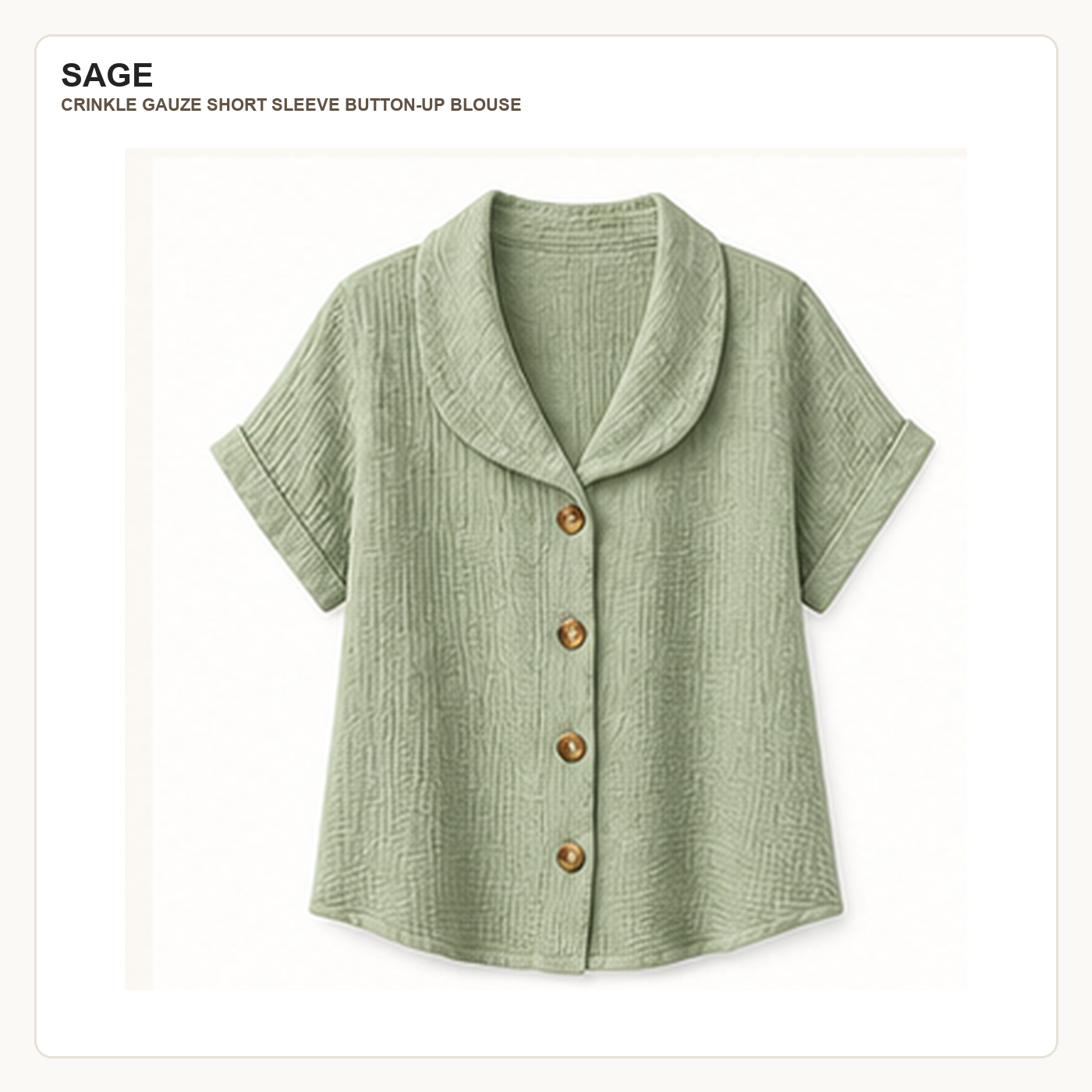Women's Crinkle Gauze Short Sleeve Button-Up Blouses