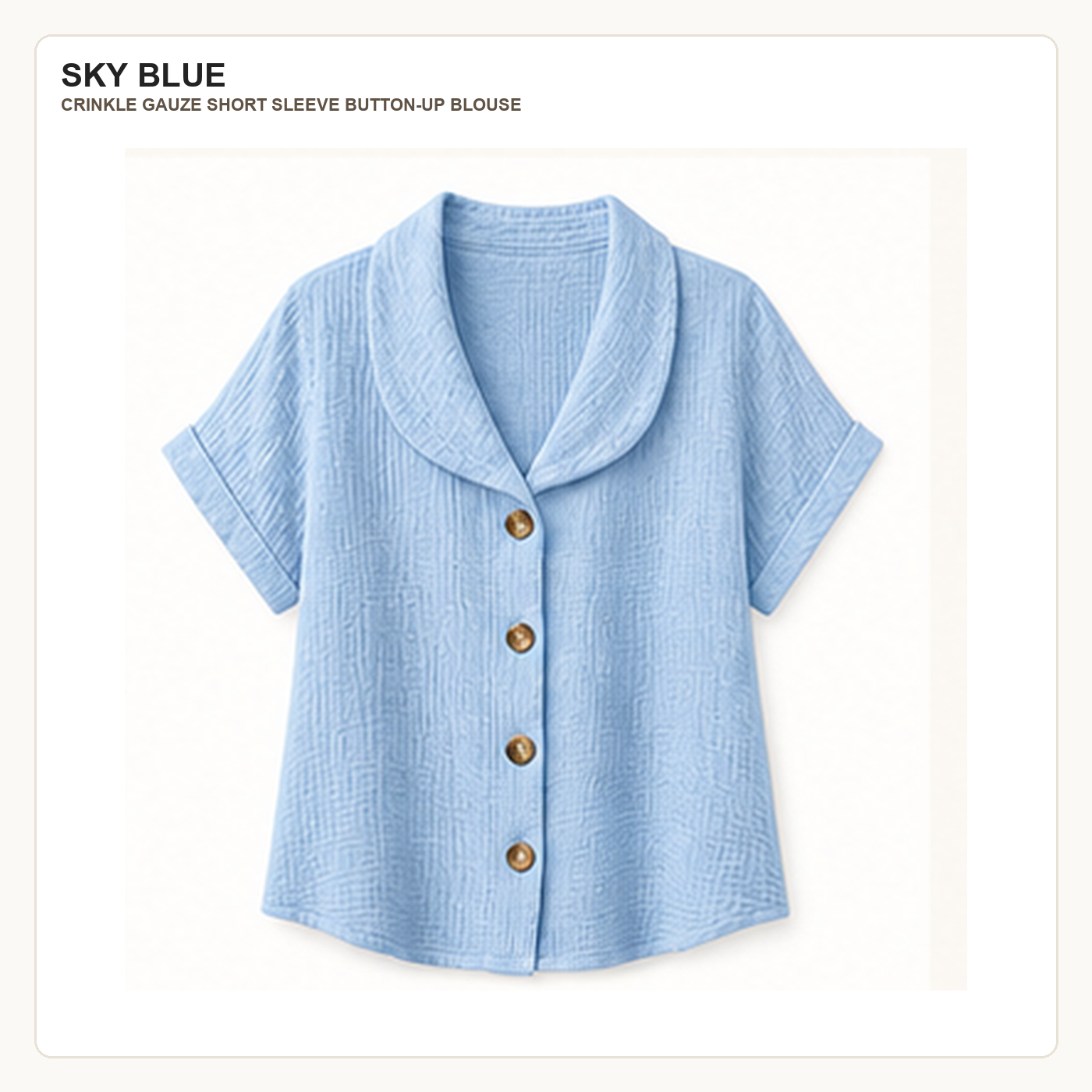 Women's Crinkle Gauze Short Sleeve Button-Up Blouses