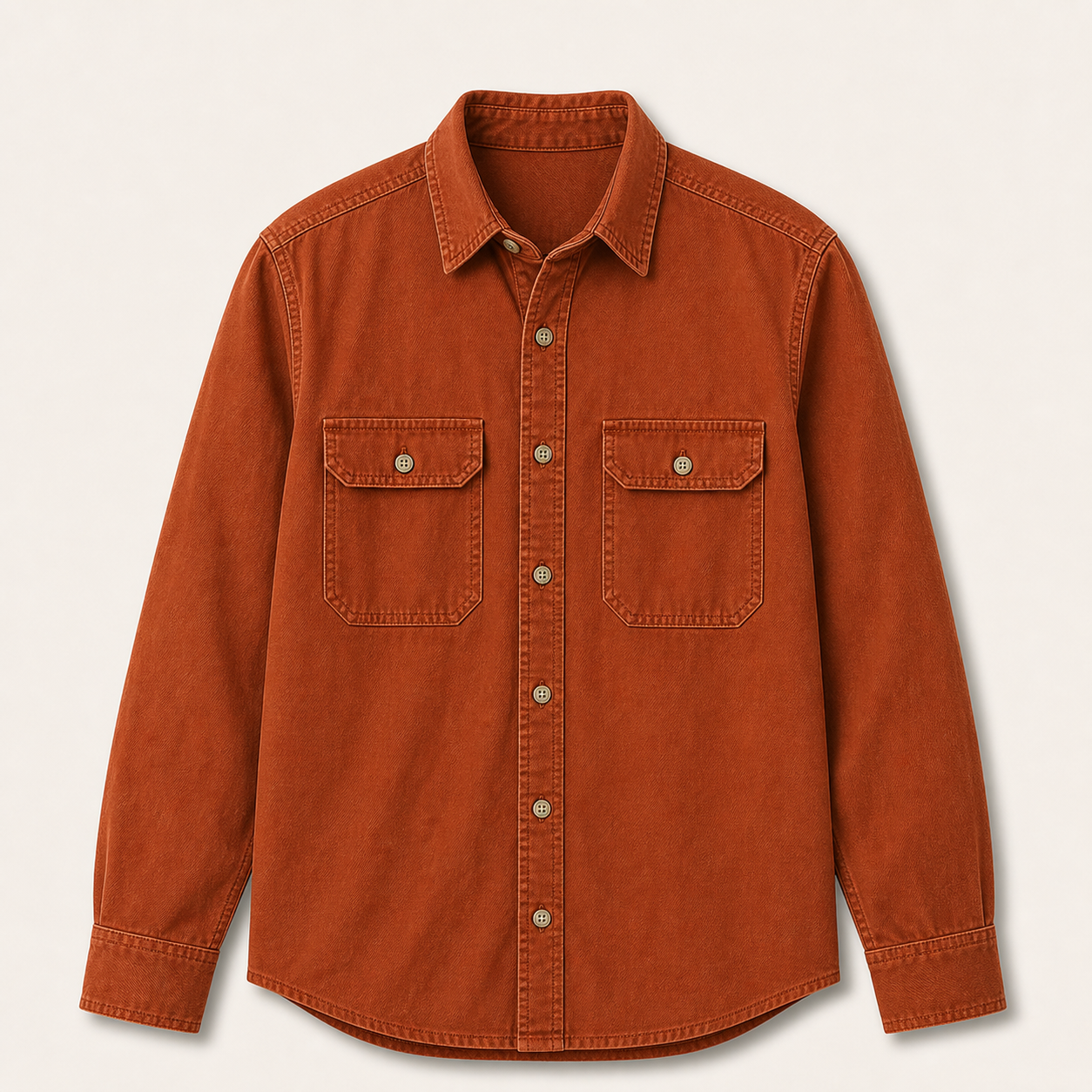Men's Long Sleeve Double Pocket Utility Button-Up Shirts