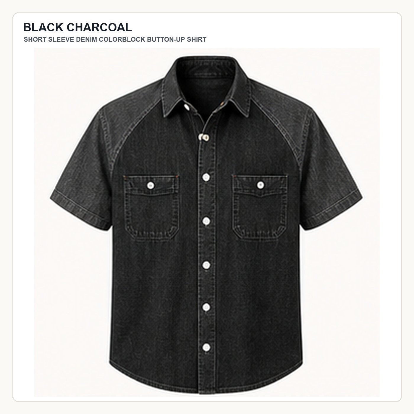 Men's Short Sleeve Denim Colorblock Button-Up Shirts