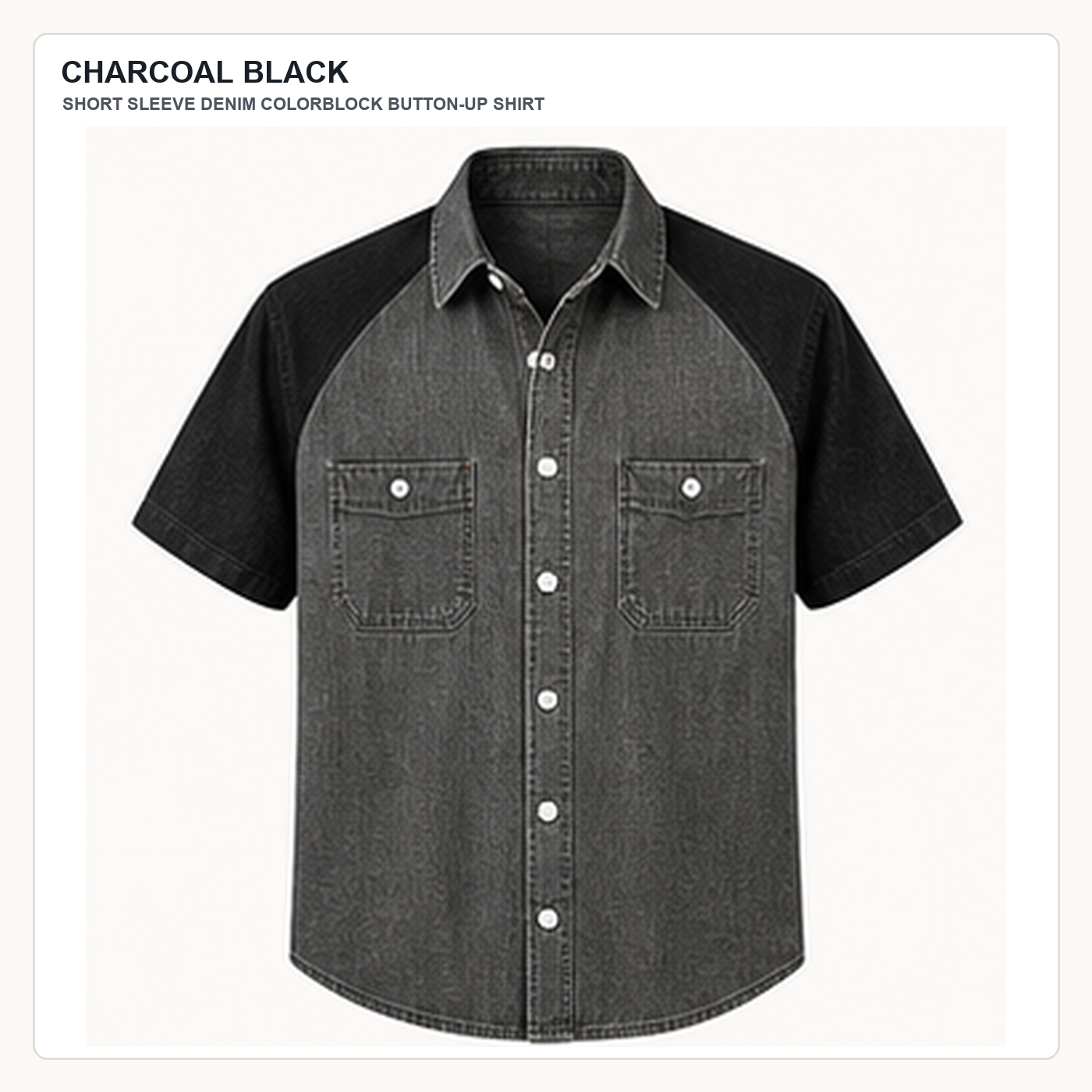 Men's Short Sleeve Denim Colorblock Button-Up Shirts