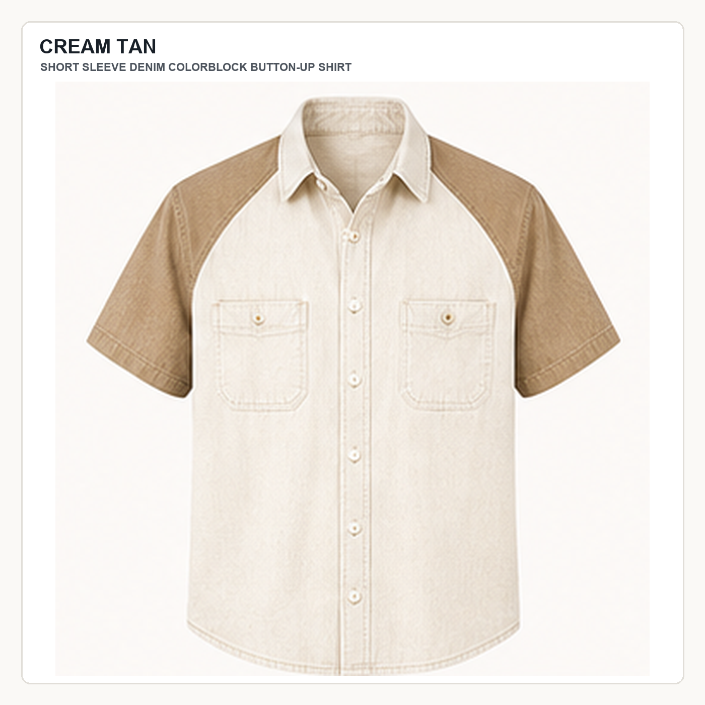 Men's Short Sleeve Denim Colorblock Button-Up Shirts