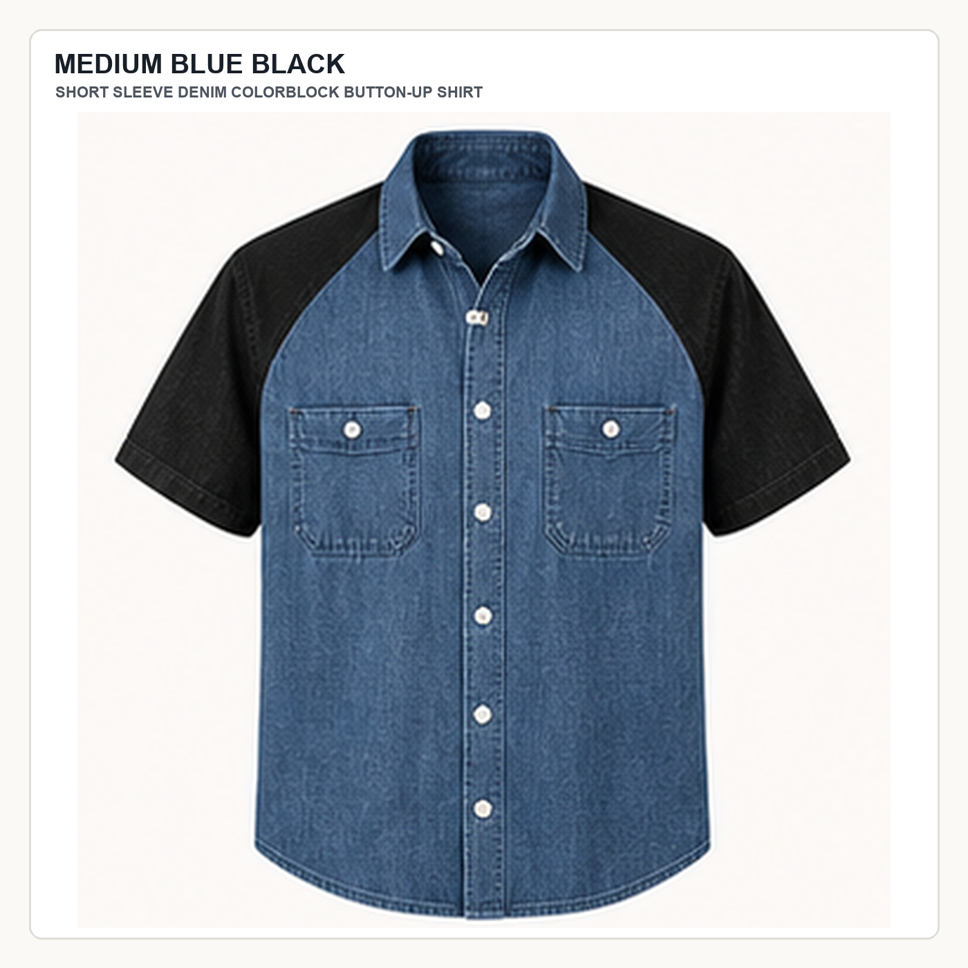 Men's Short Sleeve Denim Colorblock Button-Up Shirts