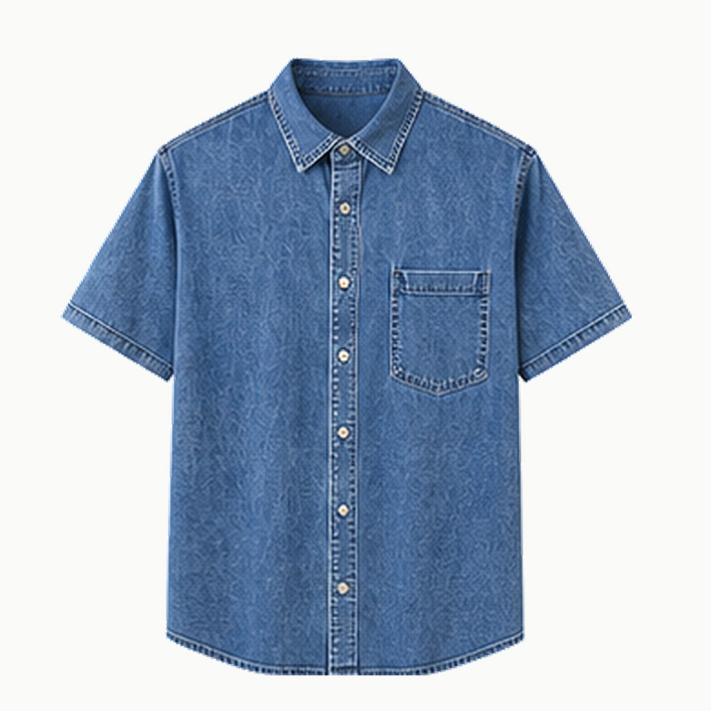 Men's Short Sleeve Washed Denim Button-Up Shirts