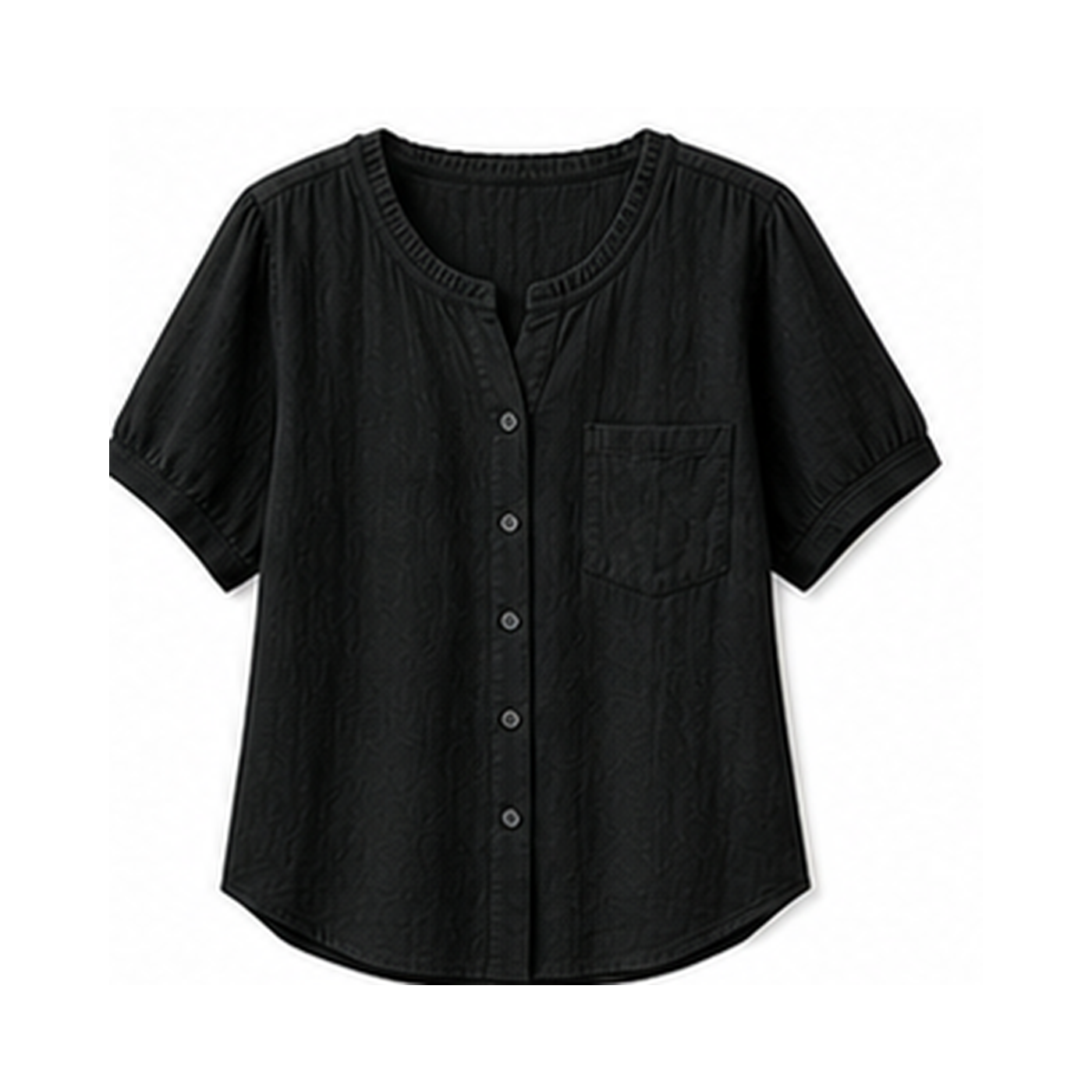 Women's Crinkle Cotton Short Sleeve Button-Up Blouses