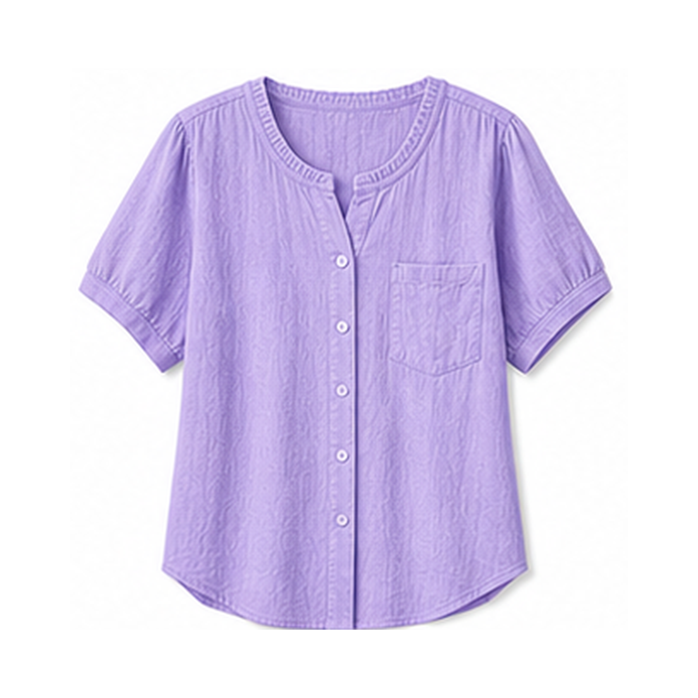 Women's Crinkle Cotton Short Sleeve Button-Up Blouses