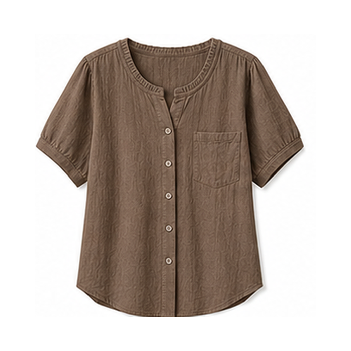 Women's Crinkle Cotton Short Sleeve Button-Up Blouses