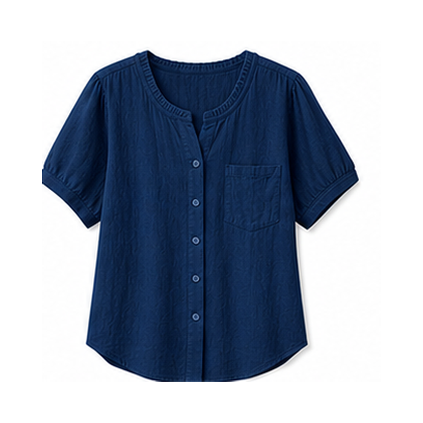 Women's Crinkle Cotton Short Sleeve Button-Up Blouses