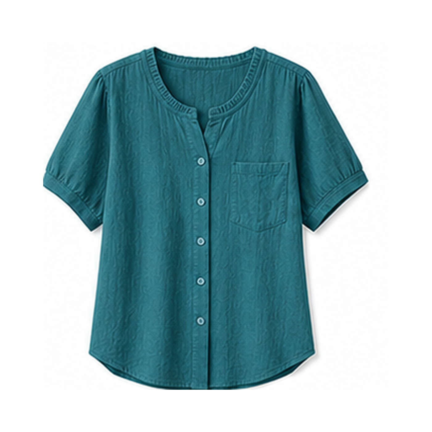Women's Crinkle Cotton Short Sleeve Button-Up Blouses