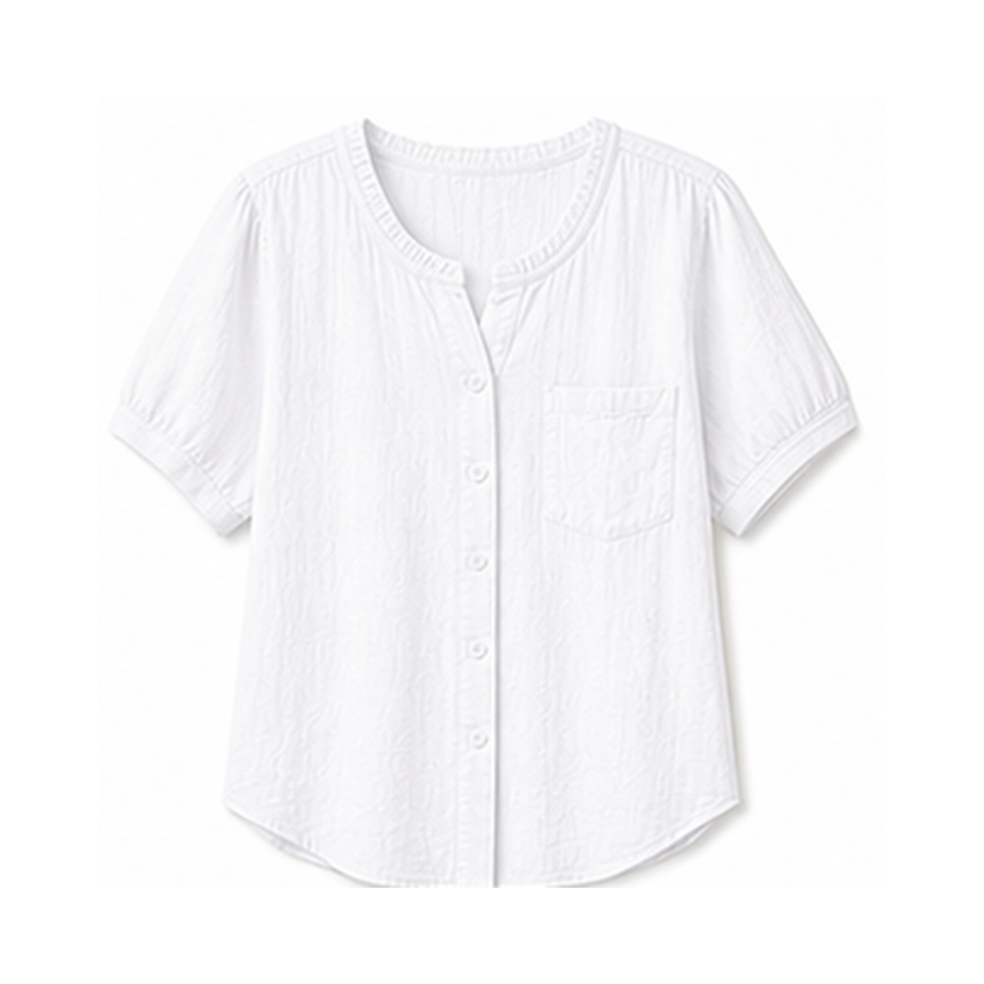 Women's Crinkle Cotton Short Sleeve Button-Up Blouses