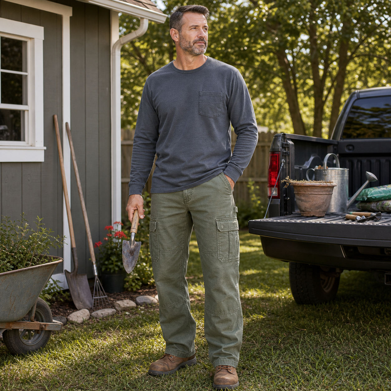 Men's Ripstop Double-Front Cargo Work Pants