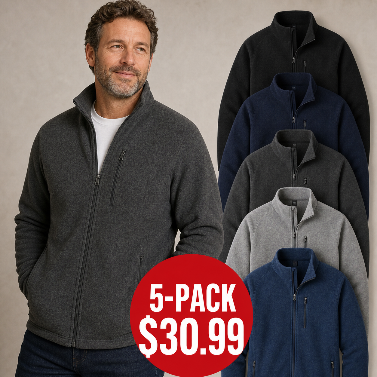 Men's Lightweight Full-Zip Fleece Jackets