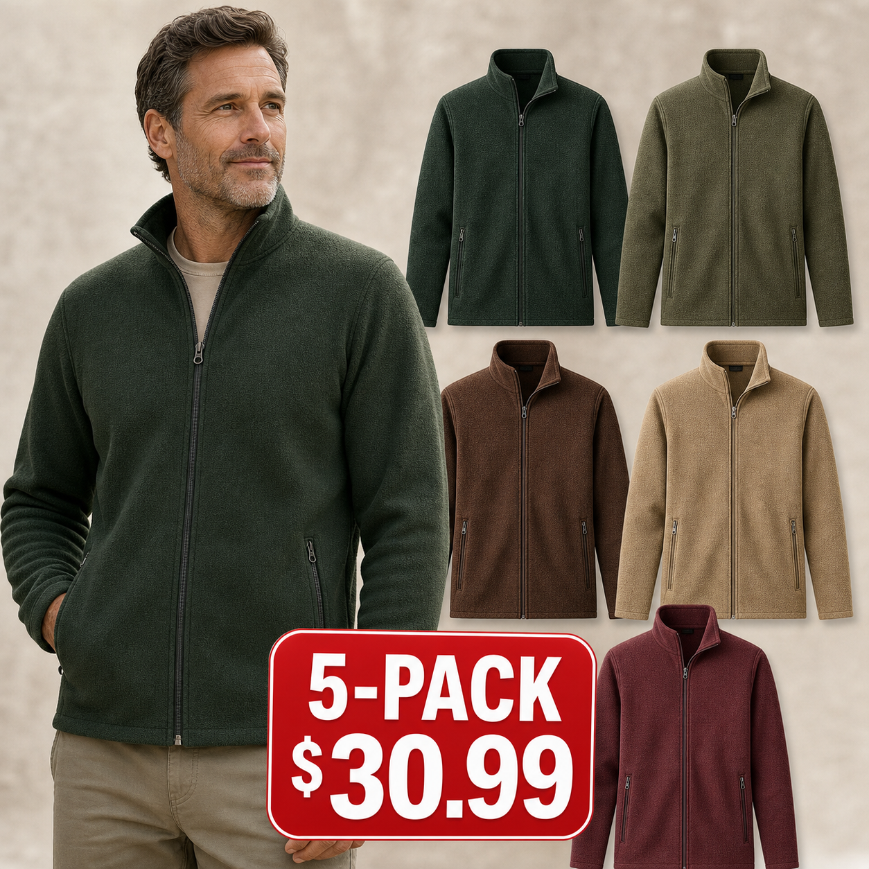 Men's Lightweight Full-Zip Fleece Jackets