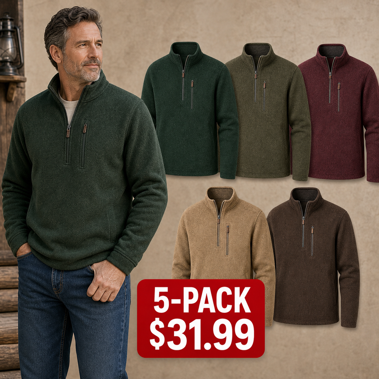 Men's Quarter-Zip Sweater Fleece Pullovers