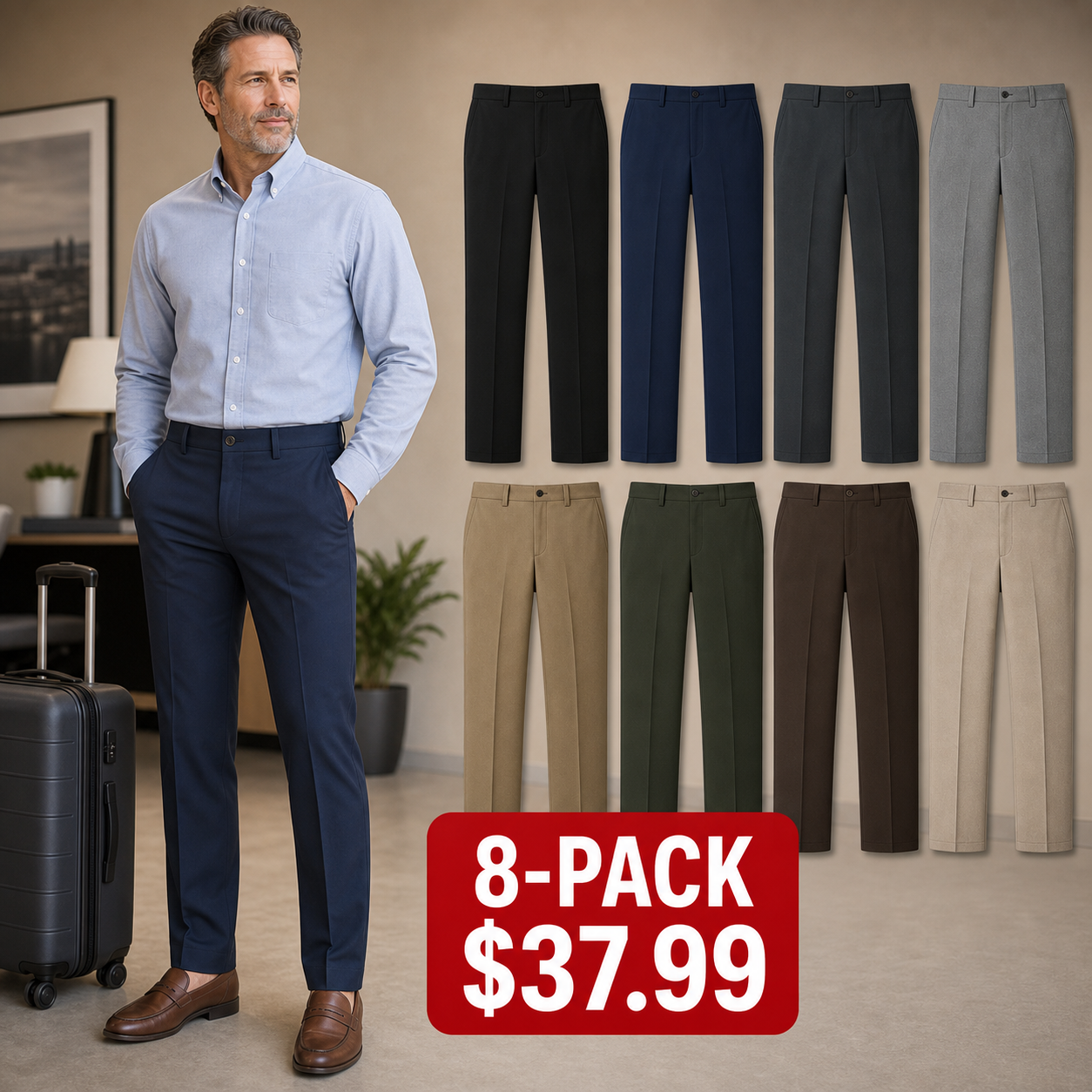 Men's Stretch Travel Dress Trousers