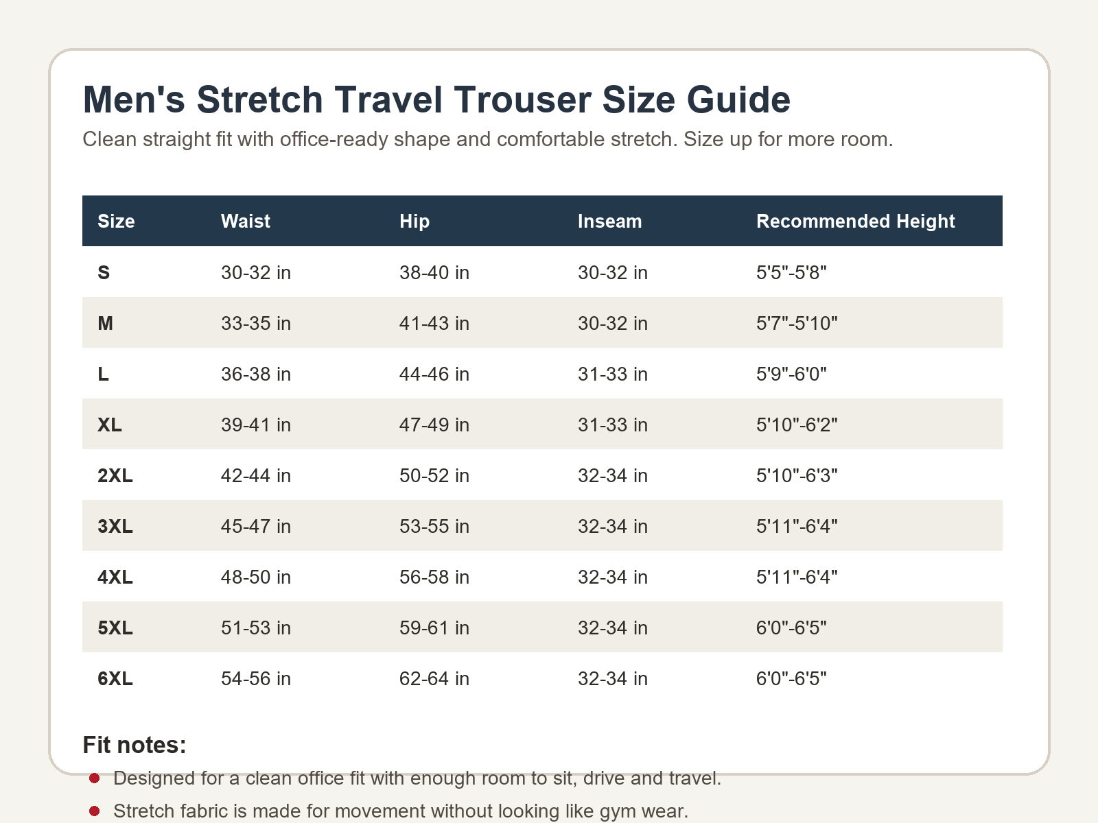 Men's Stretch Travel Dress Trousers