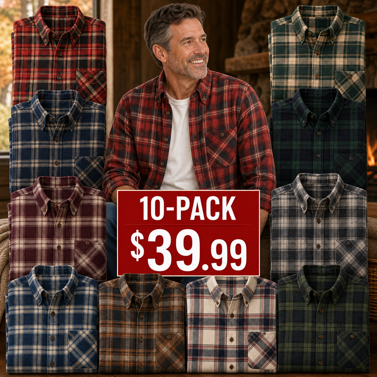 Men's Classic Plaid Flannel Button-Up Shirts