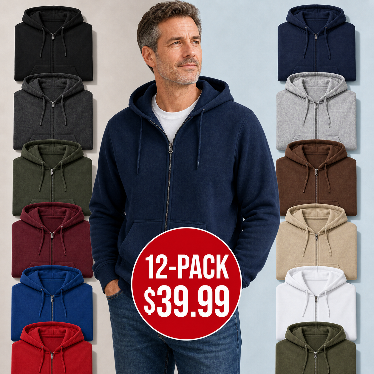 Men's Everyday Full-Zip Fleece Hoodies