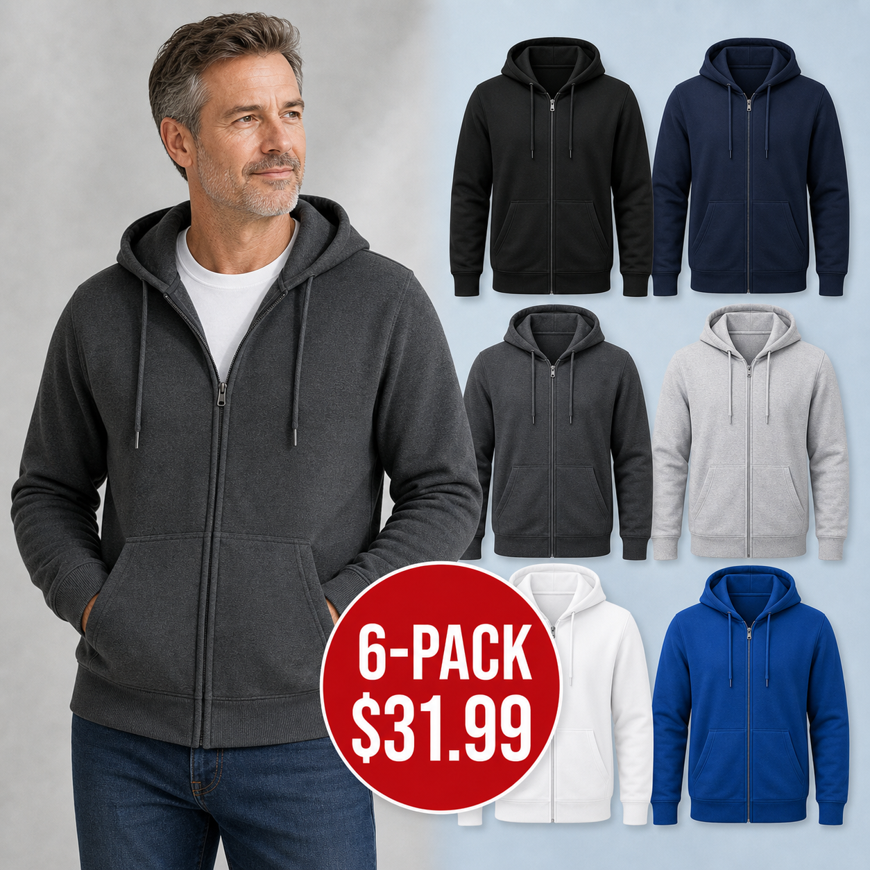 Men's Everyday Full-Zip Fleece Hoodies