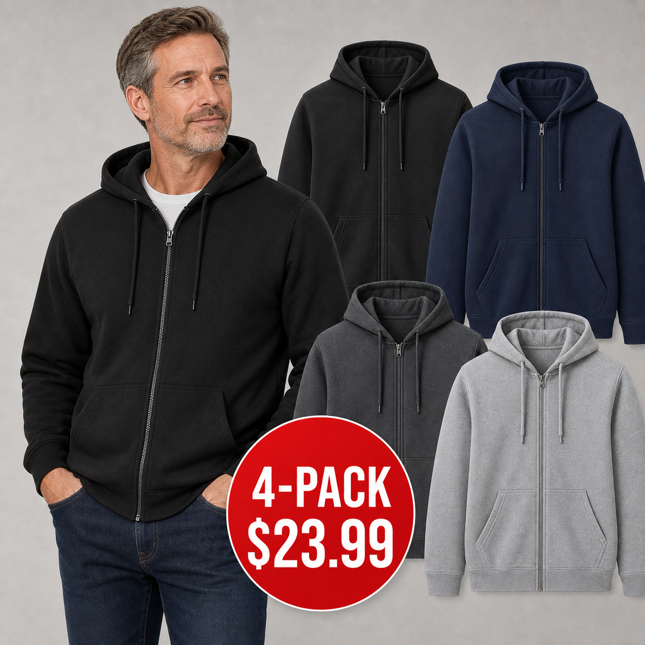 Men's Everyday Full-Zip Fleece Hoodies
