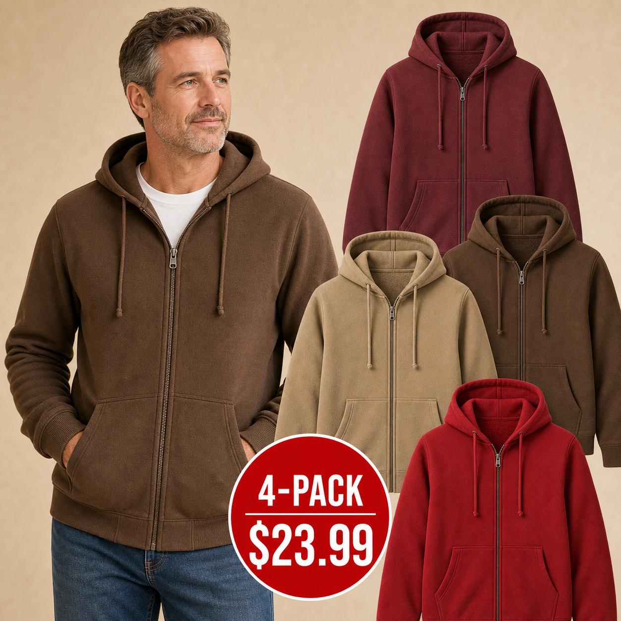 Men's Everyday Full-Zip Fleece Hoodies