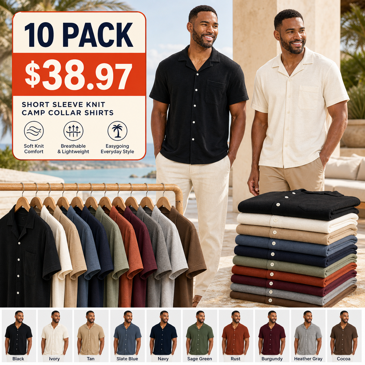 Men's Short Sleeve Knit Camp Shirts