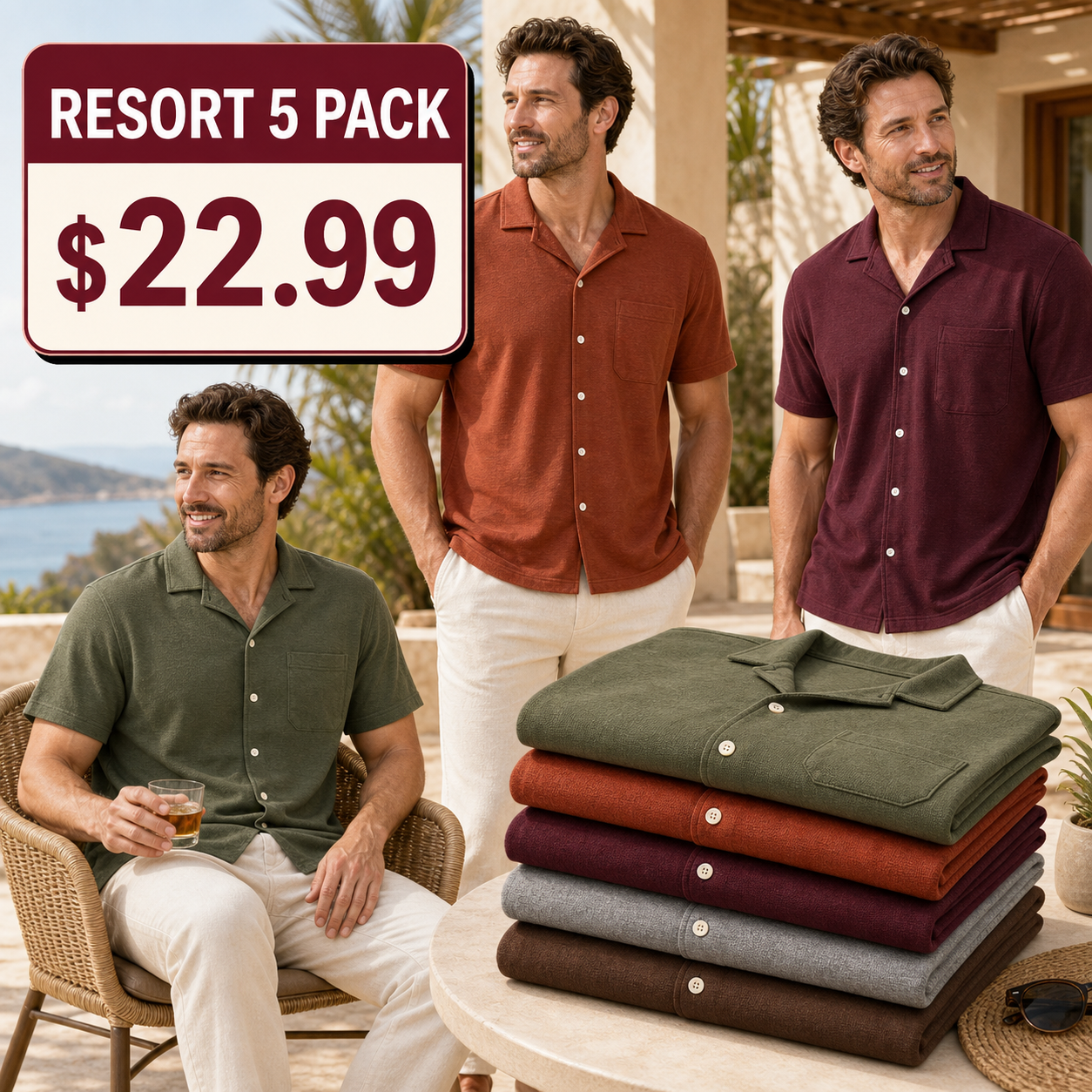 Men's Short Sleeve Knit Camp Shirts