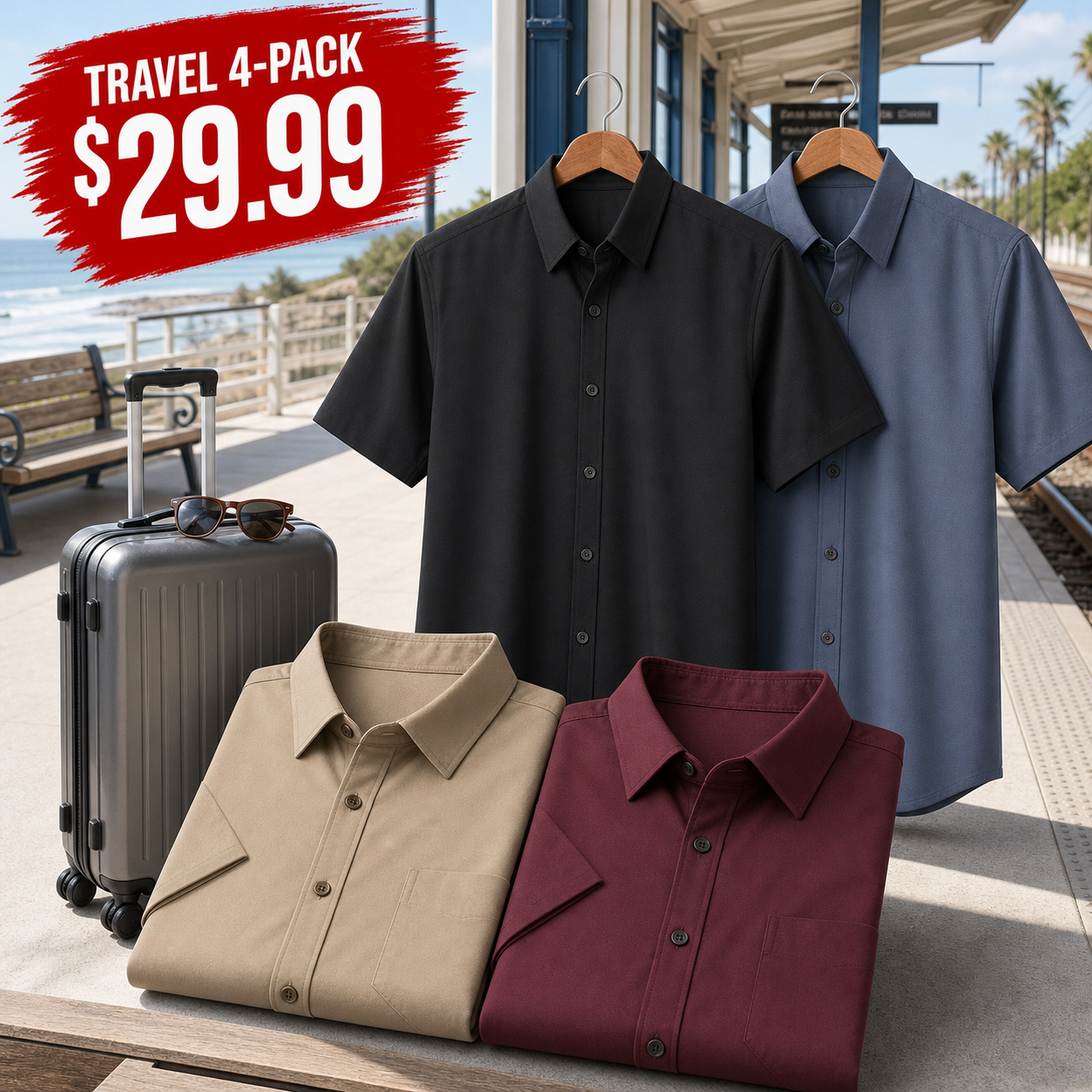 Men's Short-Sleeve Performance Travel Shirt