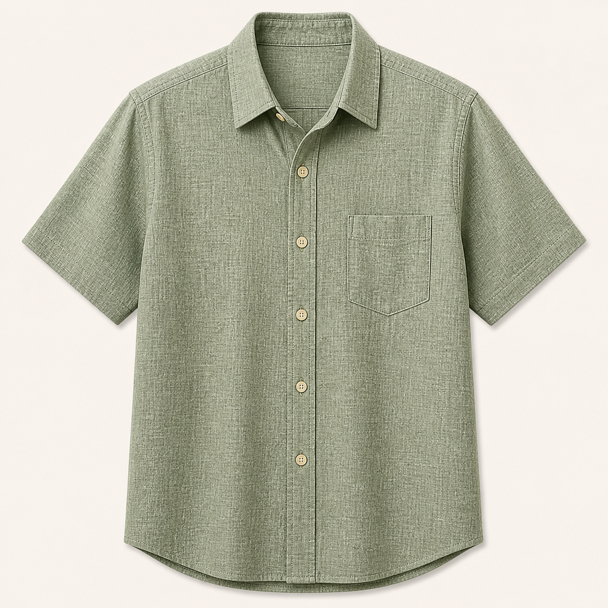 Sage - Men's Textured Short-Sleeve Summer Button-Up Shirts