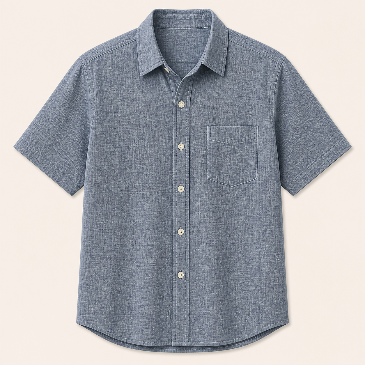 Slate - Men's Textured Short-Sleeve Summer Button-Up Shirts