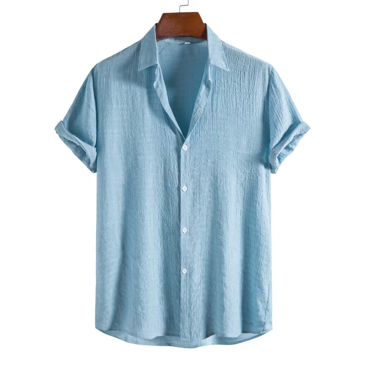 Men’s Linen-Blend Short-Sleeve Button-Down Shirt