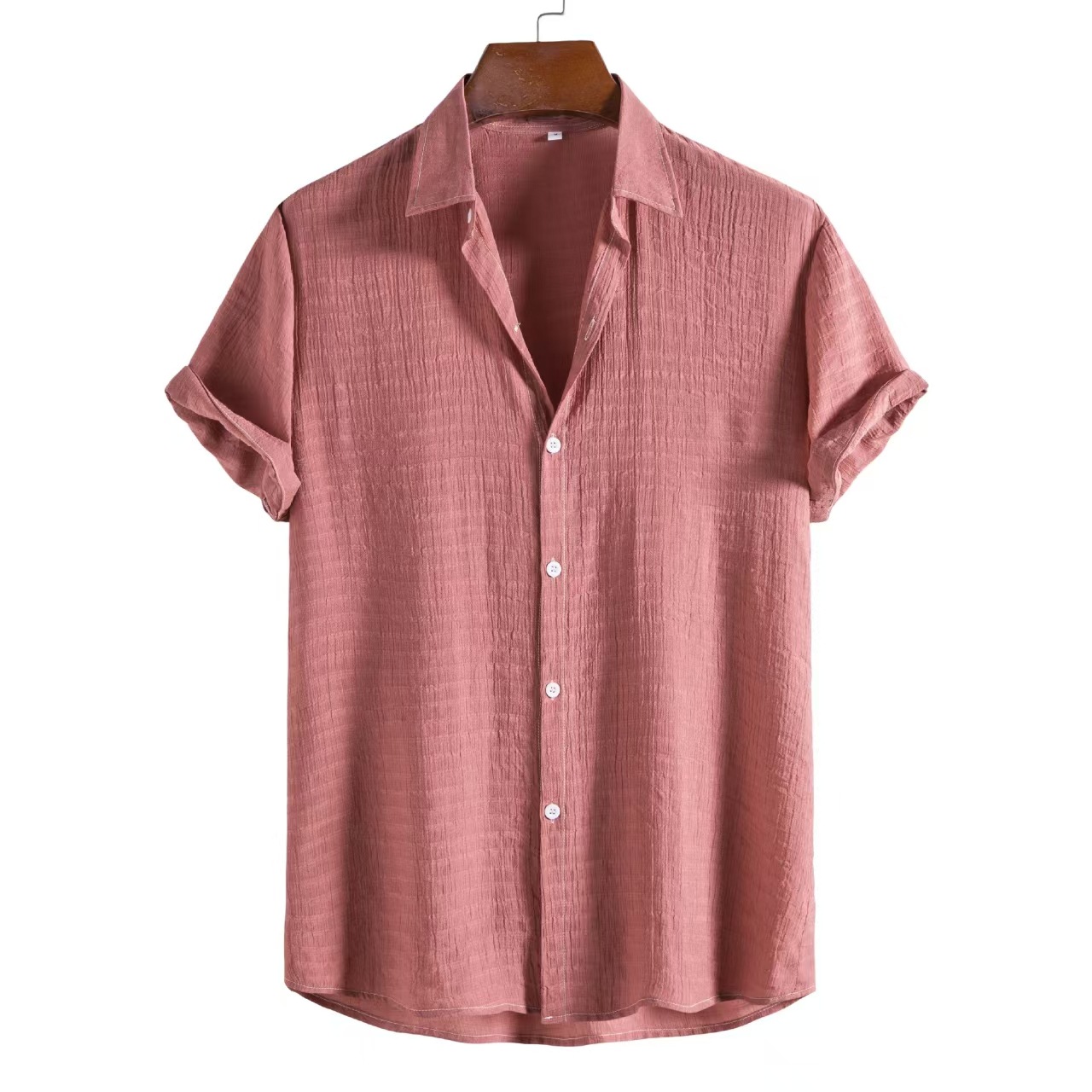 Men’s Linen-Blend Short-Sleeve Button-Down Shirt