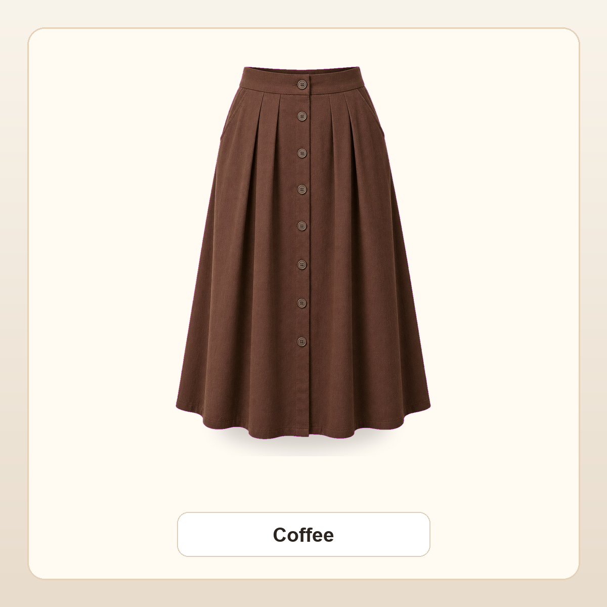 Women's Button-Front Pleated Midi Skirts