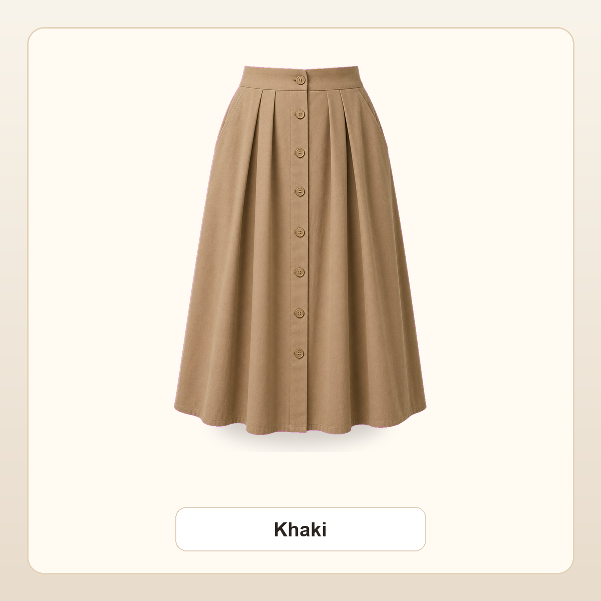 Women's Button-Front Pleated Midi Skirts