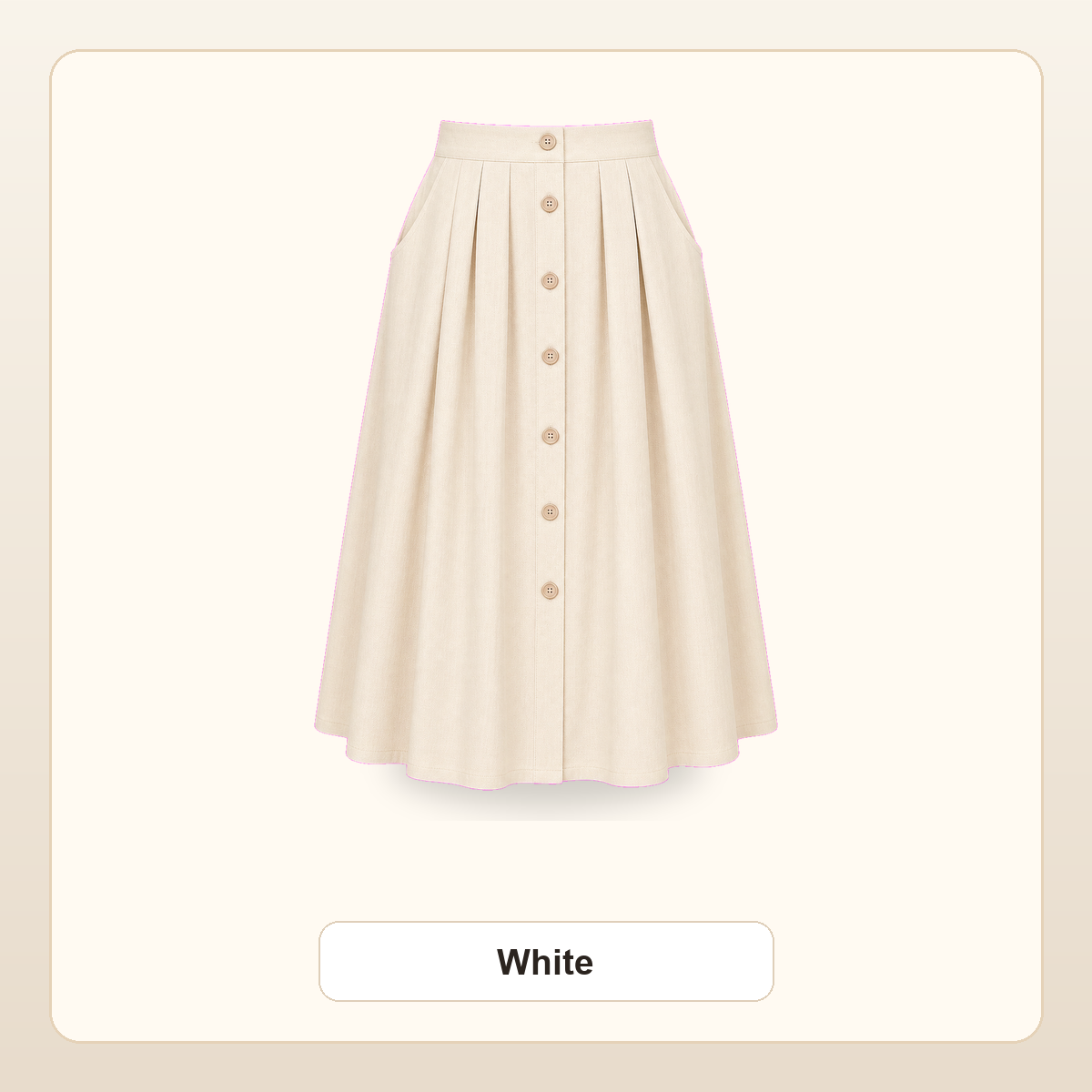 Women's Button-Front Pleated Midi Skirts