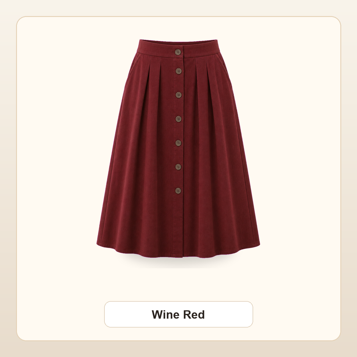 Women's Button-Front Pleated Midi Skirts