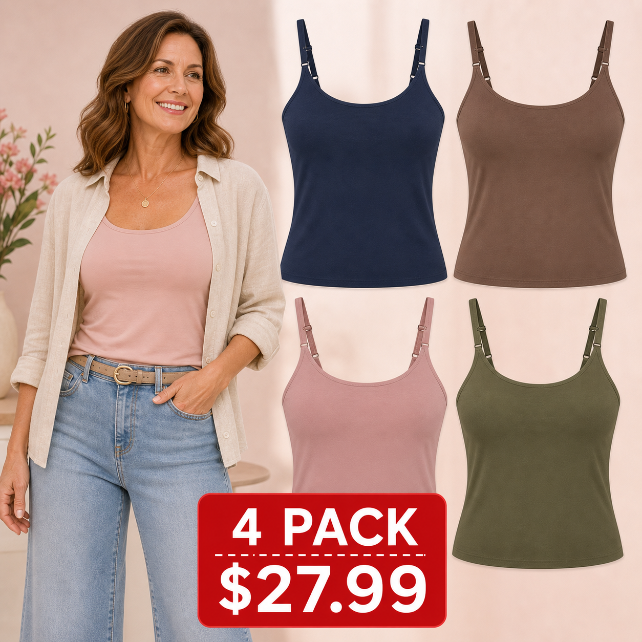 Women's Scoop Neck Support Camisoles