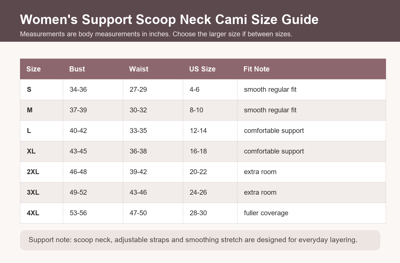 Women's Scoop Neck Support Camisoles