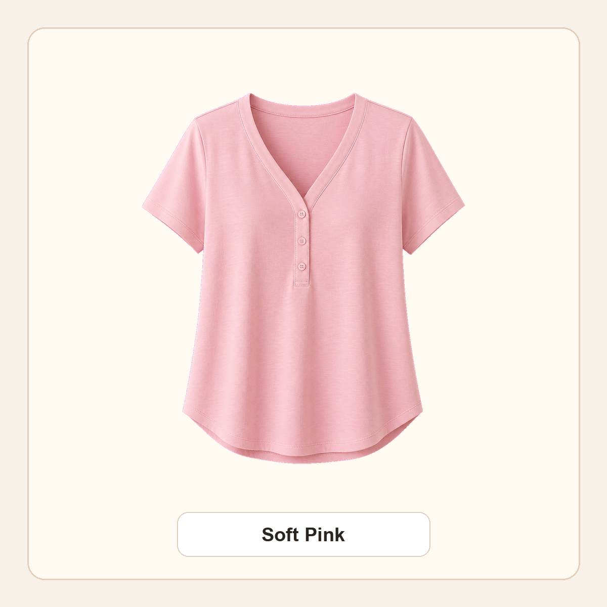 Women's V-Neck Henley Short Sleeve Tees