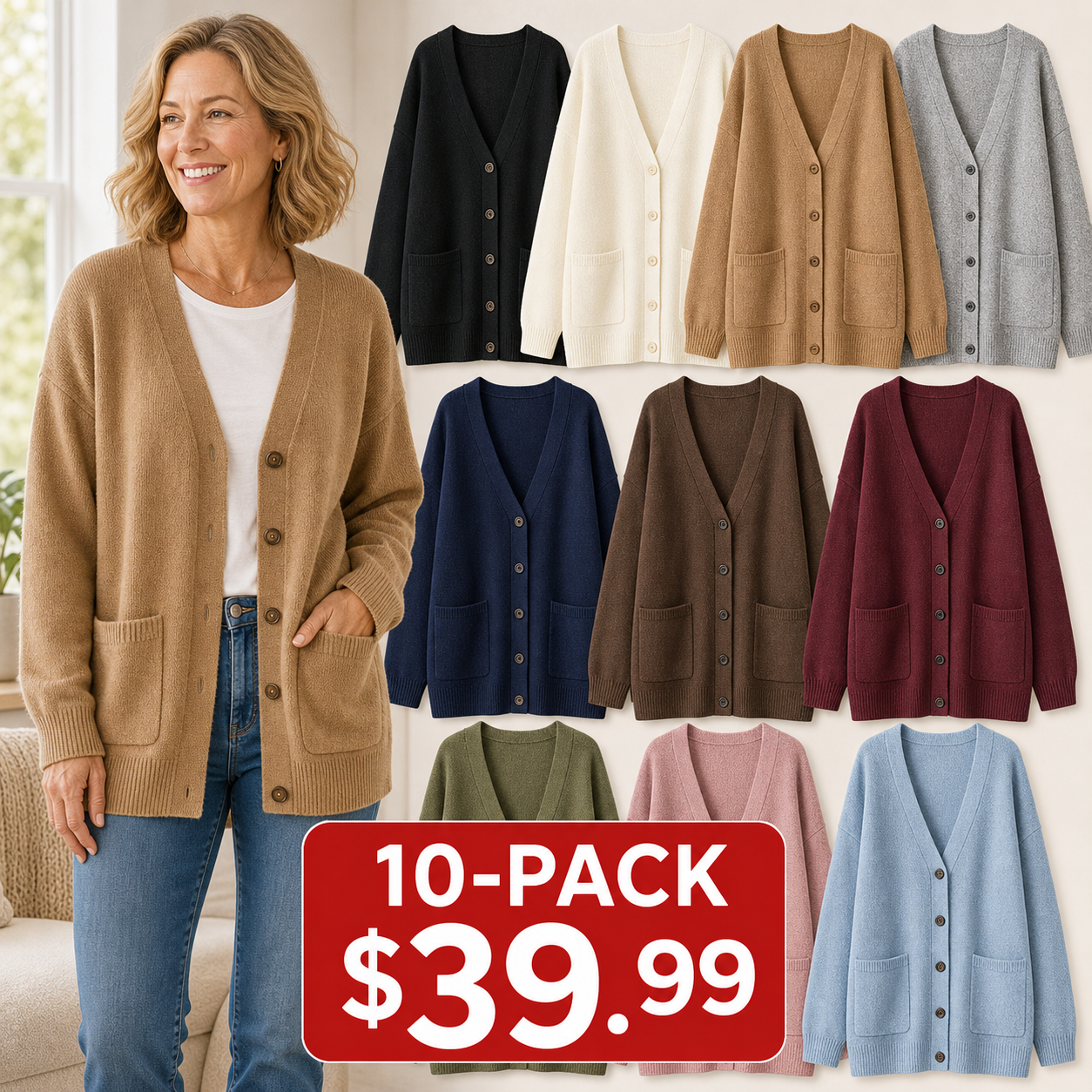 Women's Oversized Cotton Pocket Cardigans
