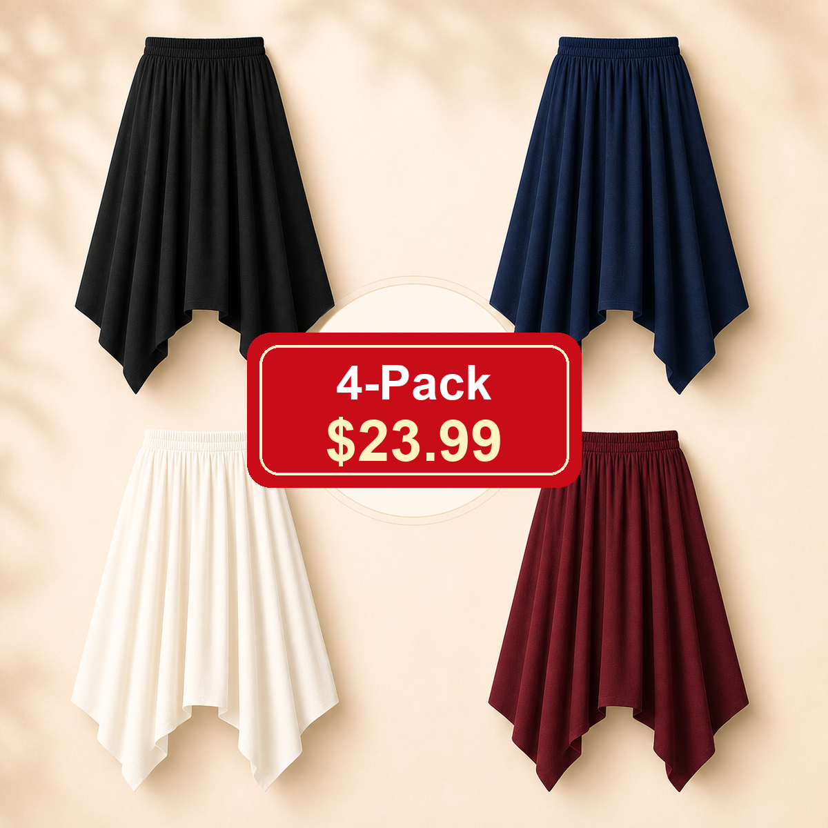 Women's Flowy Handkerchief Hemline Midi Skirts